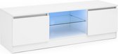 Buffet meuble TV - Meuble TV - Eclairage LED - 120 cm de large - blanc