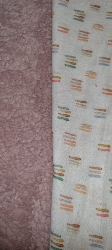 Colsjaal - witte hydrofiel met gekleurde streepmotief - oud roze teddy - van 6 maanden tot en met 24 maanden