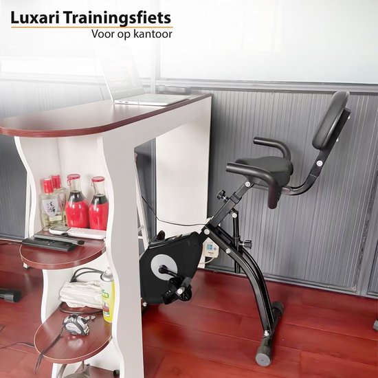 Luxari - Deskbike Pro - Magnetische Hometrainer voor kantoor - 8 weerstandsniveau's - LCD Display - Opvouwbare Stoelfiets - Bureau Fiets - Fitness Fiets - Zwart