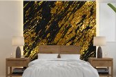 Behang - Fotobehang Marmer - Goud - Glitter - Zwart - Breedte 350 cm x hoogte 350 cm
