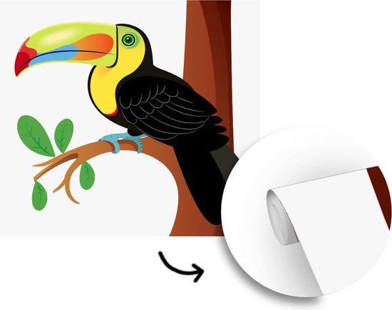Papier peint photo vinyle - Une illustration vectorielle d'un toucan coloré largeur 350 cm x hauteur 350 cm - Tirage photo sur papier peint (disponible en 7 tailles)