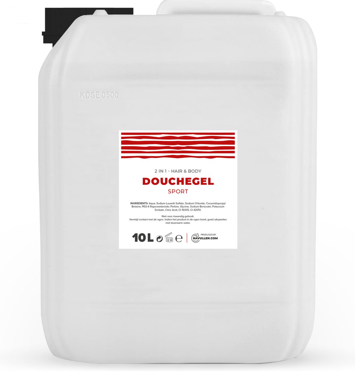 Douchegel - Sport - Rood - 10 Liter - Jerrycan - Hair & Body - Navulling – Navullen