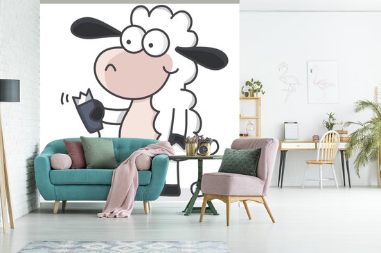 Une illustration d'un mouton avec une fotobehang de rasoir