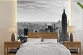 Behang - Fotobehang Zwart-wit skyline van New York -zwart-wit - Breedte 240 cm x hoogte 240 cm