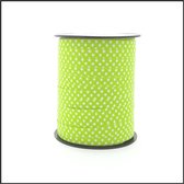 Premium Stiplint - Krullint - Cadeaulint - Lime Groen - Witte stippen – rol van 10mm x 250 meter