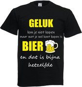 T-shirt geluk kun je niet kopen - bier - carnaval - kermis - feestje - grappig - maat M