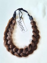Dante Braid Messy - Vlecht haarband met aanpasbare strap voor kinderen en volwassenen - kleur: 4 Medium Reddish Brown