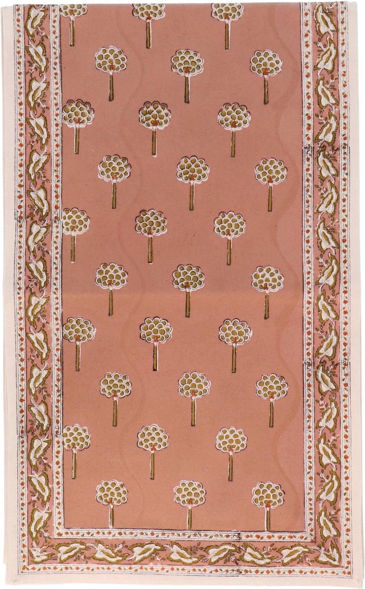 Jamini - Tafelloper katoen Rani dusty pink 229x36cm - Tafellopers