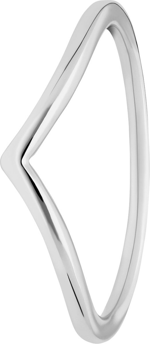 Lucardi Dames Zilveren ring V-vorm rhodiumplated - Ring - 925 Zilver - Zilverkleurig - 16.5 / 52 mm
