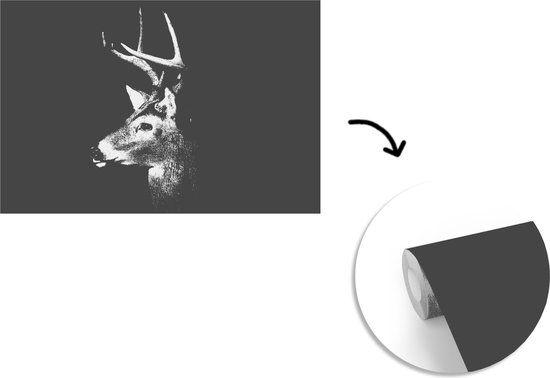 Papier peint - Papier peint Papier peint photo Profil animal cerf en noir et blanc - Largeur 360 cm x hauteur 240 cm