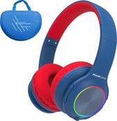 PowerLocus PLED Draadloze Koptelefoon Over-Ear voor Kinderen - LED lampjes - met Microfoon - Micro SD poort - Blauw/Rood