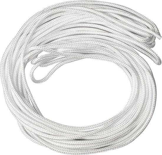 HEIYUET Katoenen touw, 100 m, 6 mm, wit, katoenen koord, waslijn