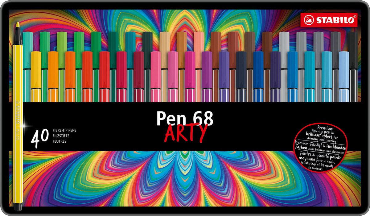 STABILO Pen 68 - Premium Viltstift - Metalen Etui - 40 Verschillende Kleuren — afbeelding 8