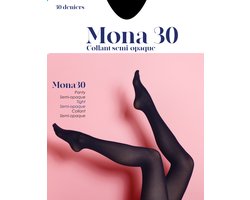 30 DENIERS PANTY - Italiaanse MONA 30 - zwart - Mooie afgewerkte stevige teen + broek - Italiaanse panty van zeer hoge kwaliteit - per 6 stuks - maat s/m
