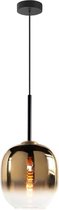 Moderne hanglamp Bellini | 1 lichts | goud / zwart | glas / metaal | in hoogte verstelbaar tot 130 cm | Ø 22 cm | eetkamer / woonkamer lamp | modern / sfeervol design