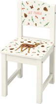 World of Mies kinderstoeltje hertje met naam - Houten stoel - wit Sundvik model - hoogwaardige kleurenprint in het hout - handgeschilderd design door Mies