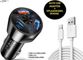 Chargeur voiture iPhone PD 20W - Câble de charge avec adaptateur voiture - 3 Portes - Chargeur rapide - Convient pour Apple iPhone 12/11/X/ XS /XR/ MAX / iPhone 8/5/7 - Forfait combiné - Adaptateur voiture - Adaptateur Fast - Câble de charge Iphone