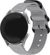 Strap-it Nylon gesp bandje - geschikt voor Huawei Watch GT 1 / GT 2 / GT 3 / GT 3 Pro / GT 4 46mm / GT 2 Pro / GT Runner / Watch 3 (Pro) / Watch 4 (Pro) / Watch Ultimate - grijs