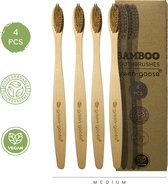 green-goose® Bamboe Tandenborstels | 4 Stuks | Medium | Duurzaam en Voordelig