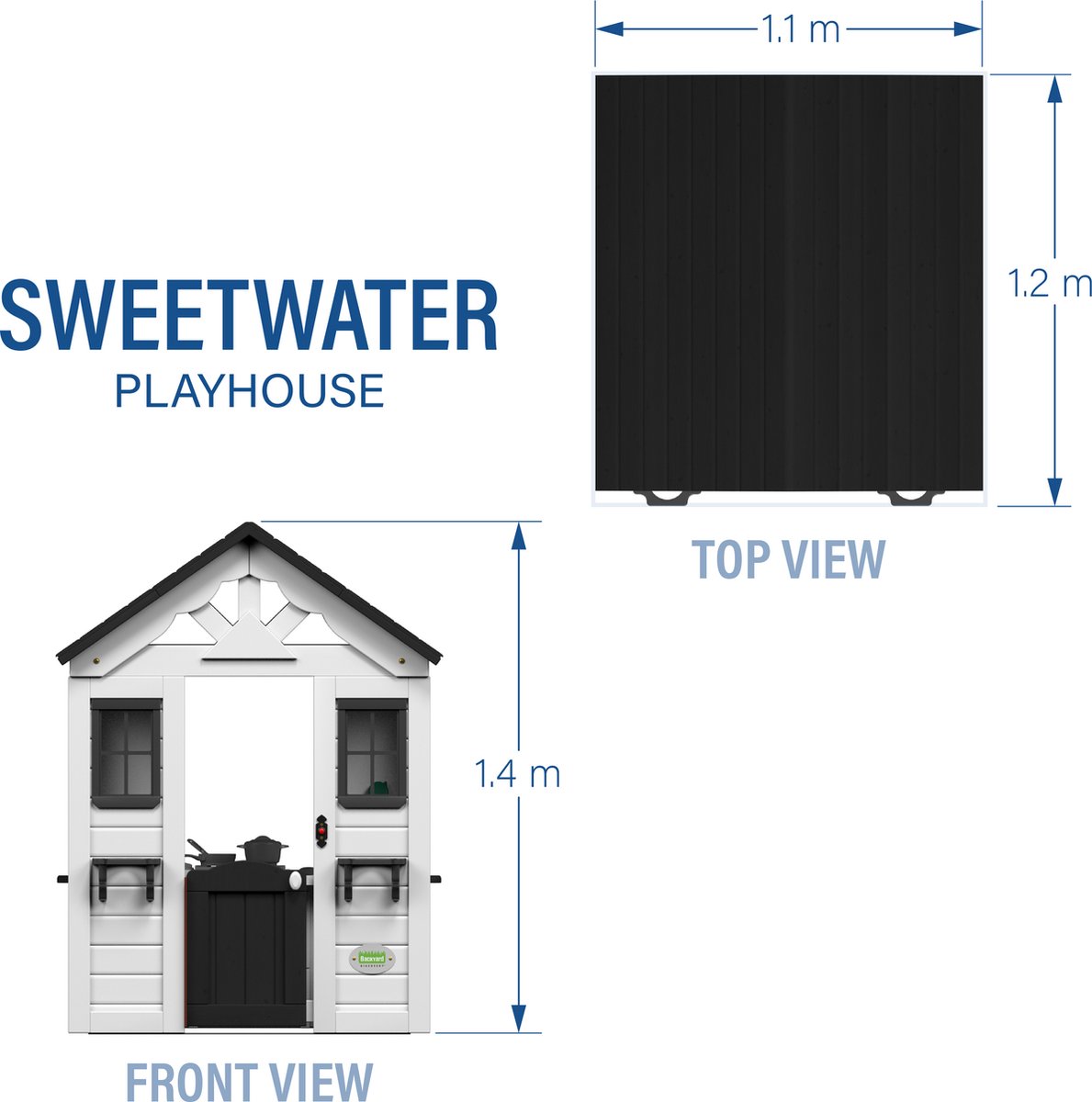 Backyard Discovery Sweetwater Speelhuis Wit/zwart - Houten Speelhuisje met Speelkeuken en accessoires - Speelhuis voor de tuin / buiten — afbeelding 2