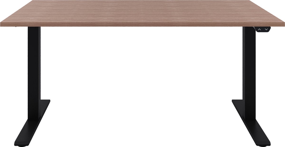 Zit sta bureau  Zit sta bureau elektrisch  Havanna bureaublad  Zwart onderstel  140 x 80 cm-- blad- onderstel- x80