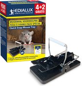 Edialux Muizenvallen Voordeelpak 4 muizenvallen +2 gratis - muizen vangen - muizen verjagen - muizen bestrijden - ongediertebestrijding