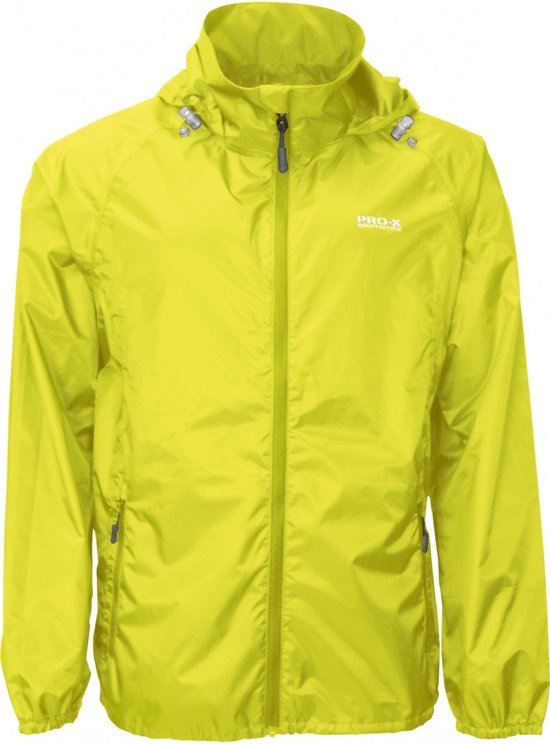 Neon geel lichtgewicht heren regenjas Packable van Pro-X Elements 4XL