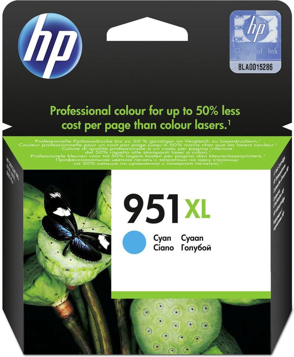 HP Hewlett-Packard Inktcartridge No. 951 XL Cyan Officejet Pro 8100;8600 CN046AE