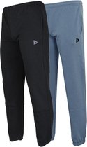 2-Pack Donnay Joggingbroek met elastiek - Sportbroek - Heren - Maat L - Black & Blue grey (486)