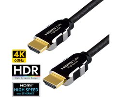Qnected HDMI 2.0b kabel 6 meter - High Speed with Ethernet - 4K 60Hz Ultra HD & 1440p 144Hz - 18 Gbps - ARC - PS4, Xbox One X & S - Jet Black