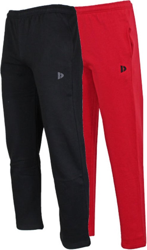 2-Pack Donnay - Joggingbroek rechte pijp (Wess) - Sportbroek - Heren - Black/Berry Red (463) - maat L