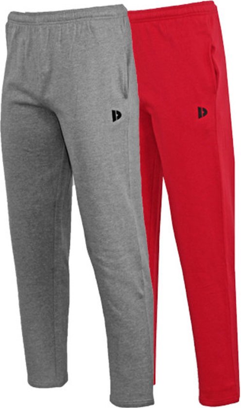 2-Pack Donnay - Joggingbroek rechte pijp (Wess) - Sportbroek - Heren - Silver-marl/Berry Red (489) - maat M