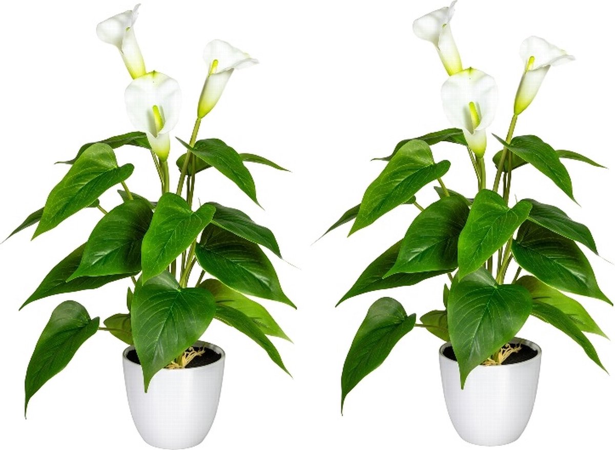 Kopu 2 stuks Calla Kunstplant 44 cm - Zantedeschia Bekerplant Wit