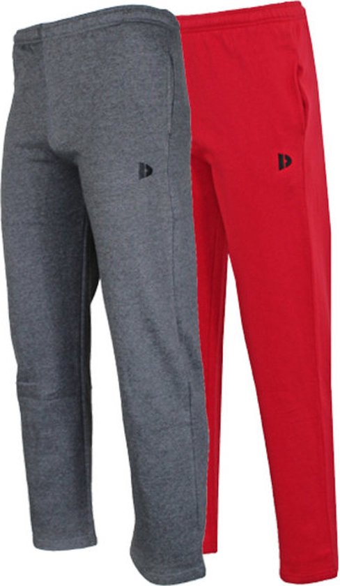 2-Pack Donnay - Joggingbroek rechte pijp (Wess) - Sportbroek - Heren - Charcoal-marl/Berry Red (465) - maat M