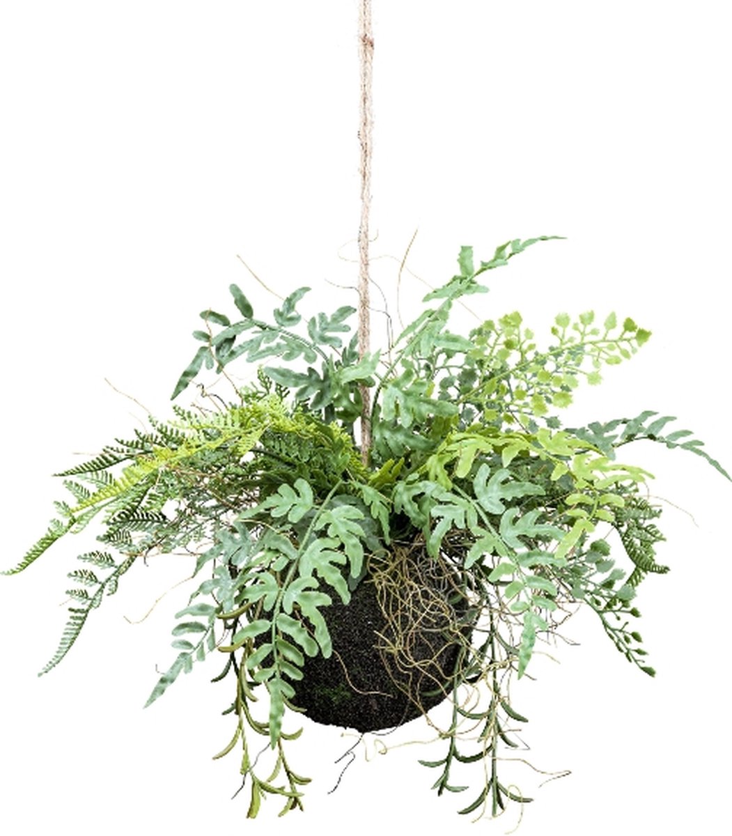 Kopu Kunstplant BOL met diverse Varen Hangplanten 25 cm - Groen