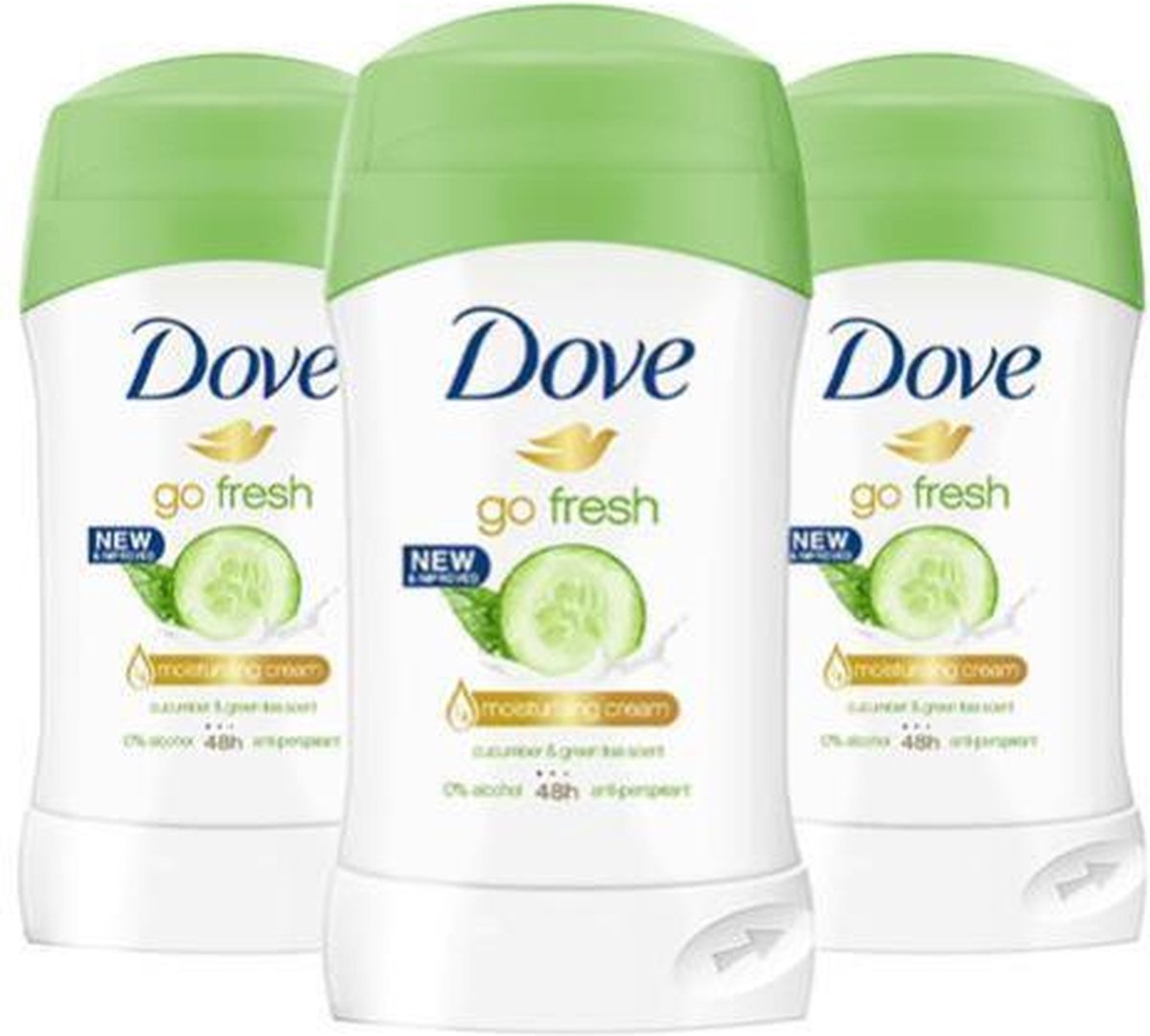 Goedkoopste Dove Go Fresh Cucumber Green Tea Deodorant Stick - 3 x 40 ml - Voor De Gevoelige Huid - Deodorant vrouw voordeelverpakking