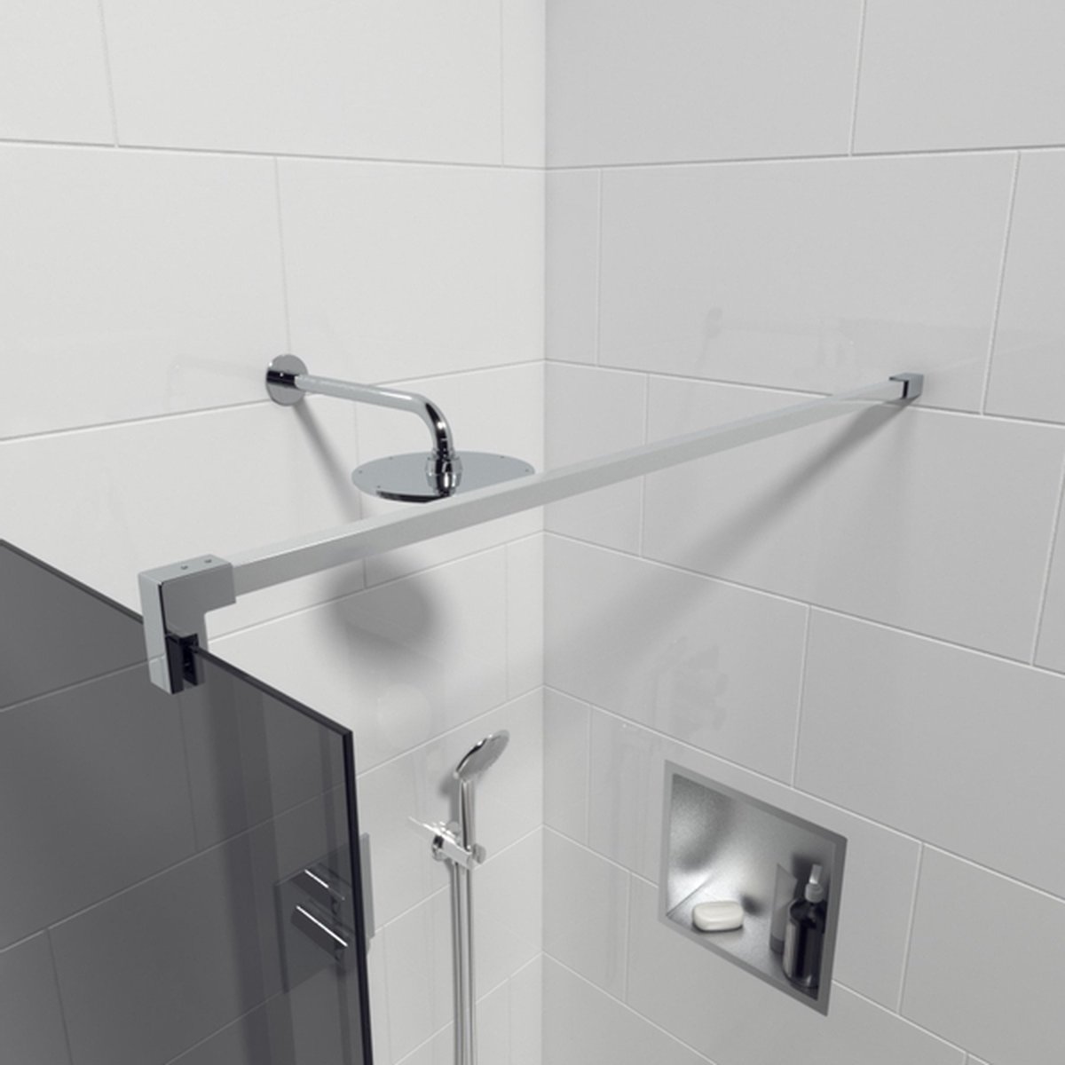 Saniclass Bellini inloopdouche 80x200cm veiligheidsglas rook glas anti kalk chroom