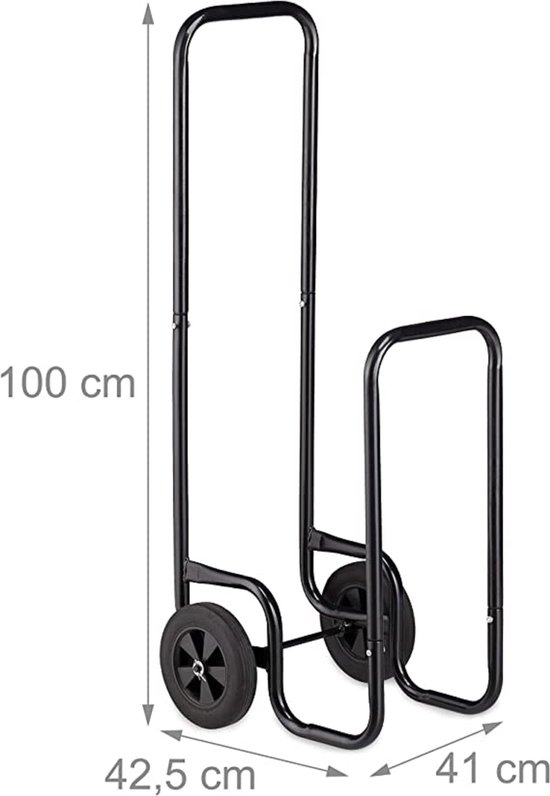 DanDiBo Haardhoutrek met haardbestek Art. 183 brandhoutstandaard 77 cm houten mand haardset