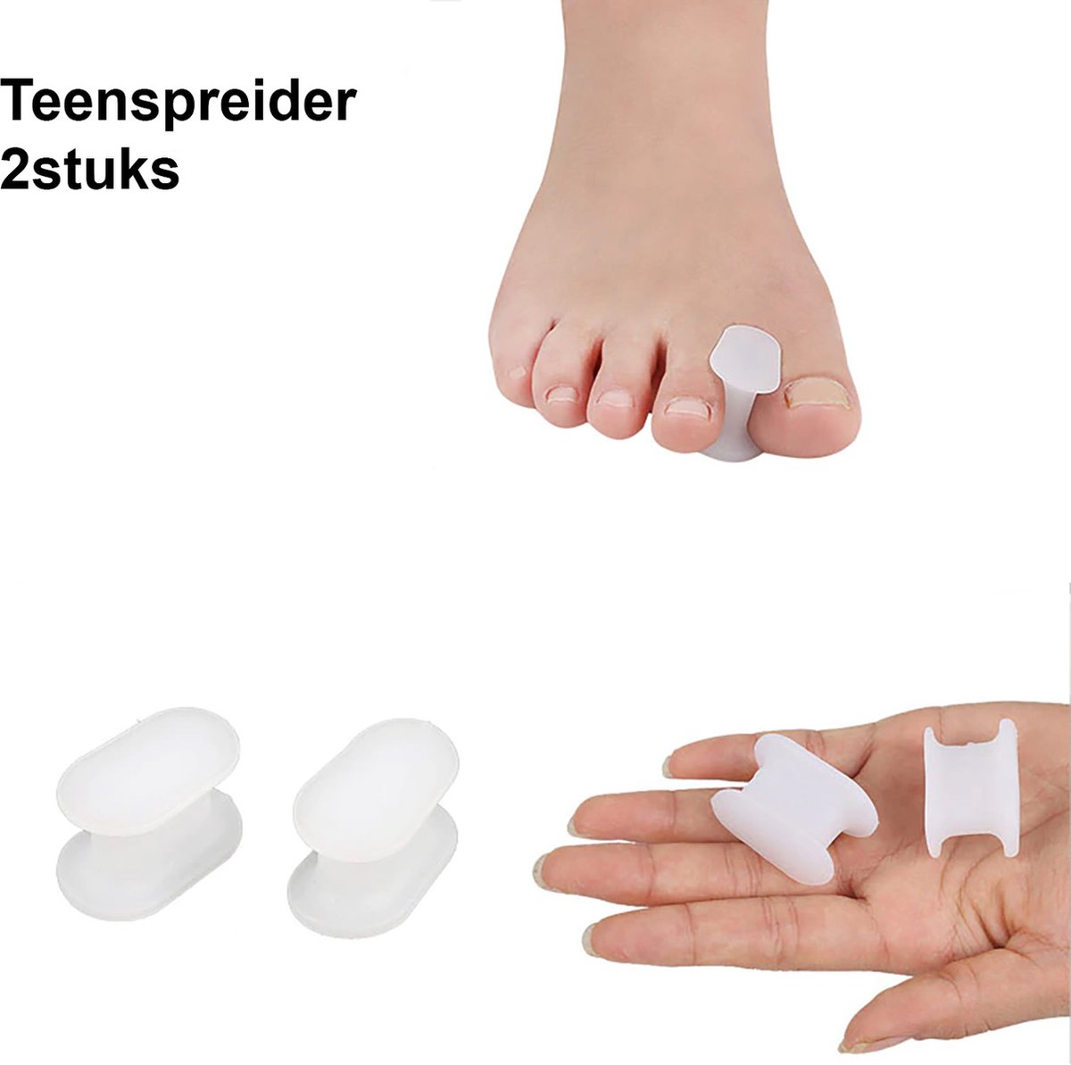 Goedkoopste Teenspreider - Teenspreiders - Teenpijn - Hamerteen - Teen correctie - 2stuks - Siliconen - Gespreide tenen