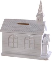 Tirelire église blanche 17cm cadeau original boîte de collection mariage communion soirée à thème