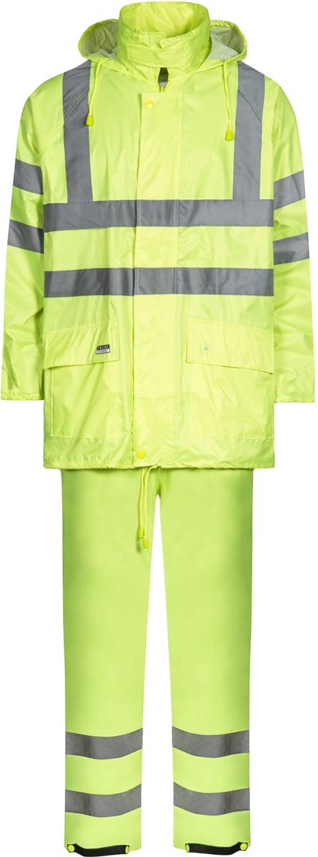 Fluor gele HI-Vis regenpak van Lyngsøe Rainwear 4XL