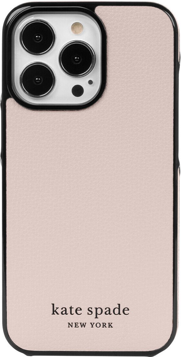 Kate Spade New York Wrap Case voor iPhone 13 Pro - Pale Vellum/zwarte bumper/zwart logo