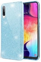 Samsung A50 Siliconen Glitter Hoesje Blauw