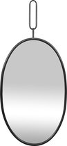 LW Collection wandspiegel zwart rond ovaal 45x96 cm metaal - grote spiegel muur - industrieel - woonkamer gang - badkamerspiegel - muurspiegel slaapkamer zwarte rand - hangspiegel met luxe design