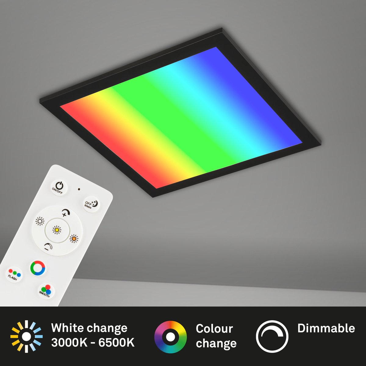BRILONER - LED-paneel plafondlamp Ultra Flat RGB Kleurverandering CCT ...