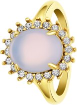Lucardi Dames vintage ring met bloem opaal – Maat 66 – 21mm - Ring - Cadeau - Staal goldplated - Goudkleurig
