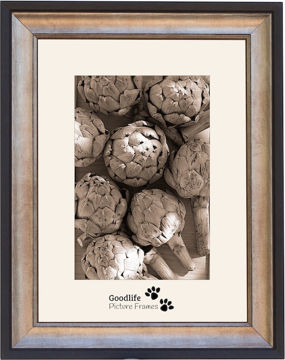 Houten Fotolijst Luna Zwart/Brons - 11x15 - Helderglas - 30 mm breed profiel - Goodlife Picture Frames