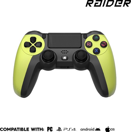 Manette de jeu RAIDER PRO - Sans fil - Bluetooth - Convient pour PC, PS3,  PS4 - Jaune | bol.com