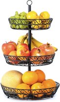 Chefarone Fruit Etagère 3 Laags - Fruitmand Metaal - Fruitschaal - Groentemand - Opberger - Zwart