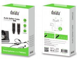 Durata - Audio Splitter Kabel - 1 male naar 2 female 3.5mm Stereo